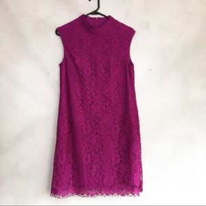 Donna Morgan Mock Neck Magenta Lace Dress Size 8
